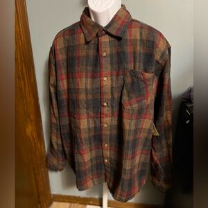 Canyon Creek Men’s Brown Red Blue Black Gray Brawny Plaid Flannel NWT